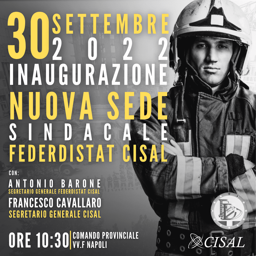 Immagine di copertina di: Napoli, Vigili del Fuoco: venerdì 30 settembre l’inaugurazione della nuova sede Federdistat Cisal