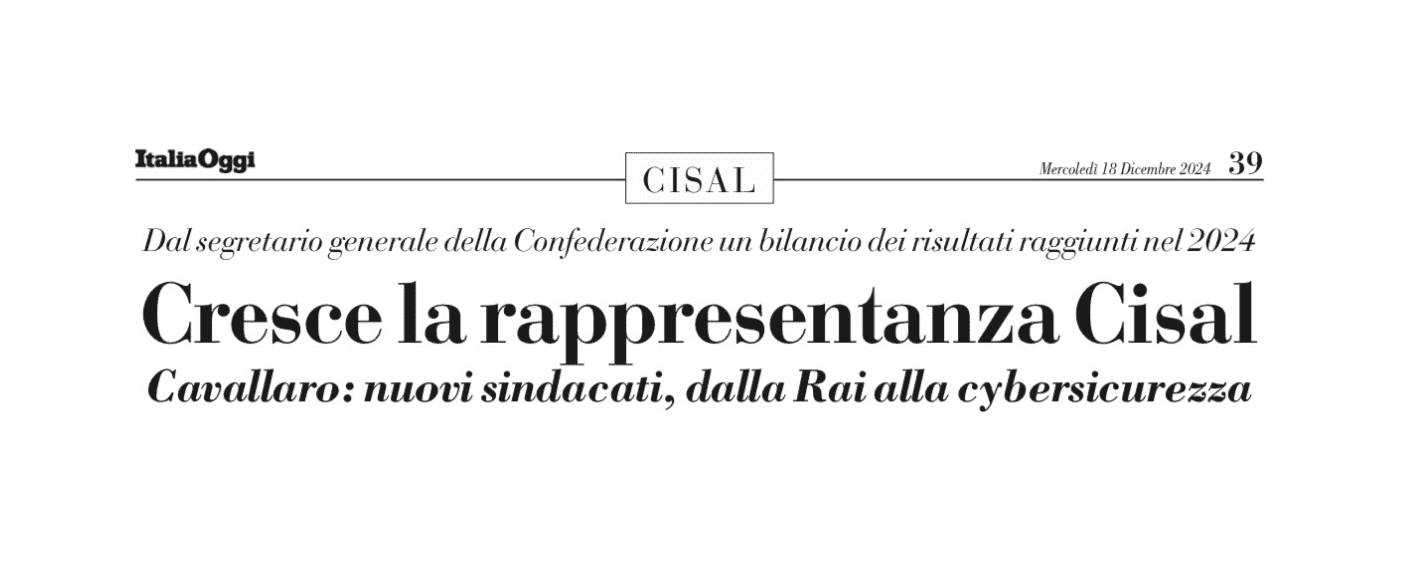 Immagine di copertina di: “Cresce la rappresentanza della Cisal”